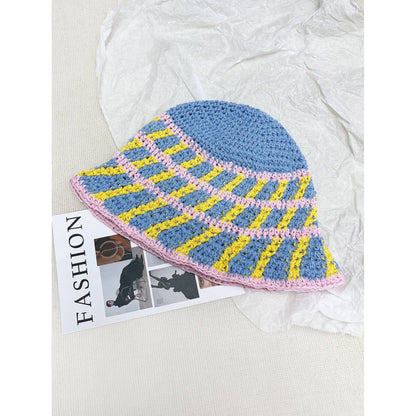 Handmade Wool Woven Colorful Stripes Bucket Hat - Xmaker