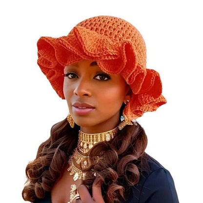 Handmade Crochet Frill Bamboo Hat Lace Woolen Cap - Xmaker