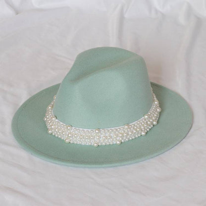 Handmade Pearl Top Hat Big Brim Fur Felt Hat - Xmaker