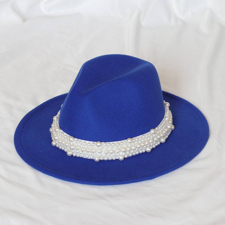 Handmade Pearl Top Hat Big Brim Fur Felt Hat - Xmaker