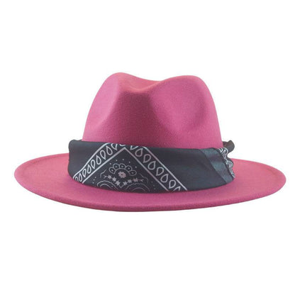 Paisley Ribbon Wide Brim Woolen Top Hat Felt Cowboy Hat - Xmaker