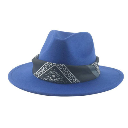 Paisley Ribbon Wide Brim Woolen Top Hat Felt Cowboy Hat - Xmaker