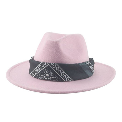 Paisley Ribbon Wide Brim Woolen Top Hat Felt Cowboy Hat - Xmaker