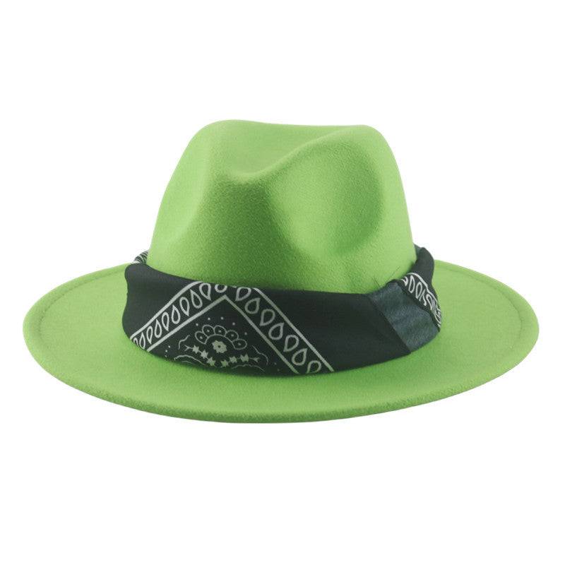 Paisley Ribbon Wide Brim Woolen Top Hat Felt Cowboy Hat - Xmaker