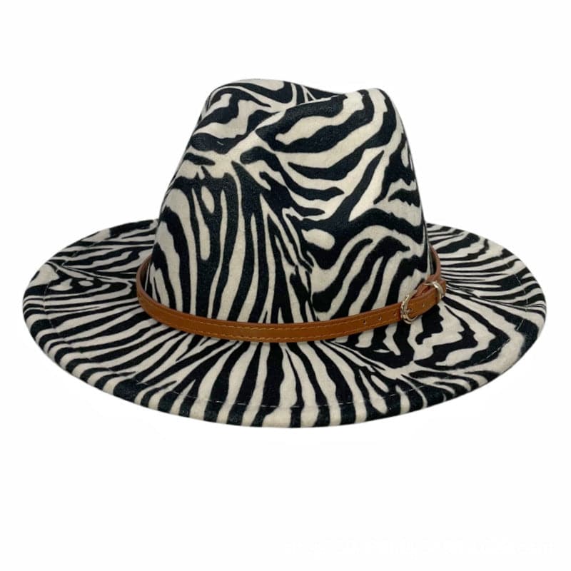 Zebra Prints Sun Protection Fedora Fur Felt Hat - Xmaker