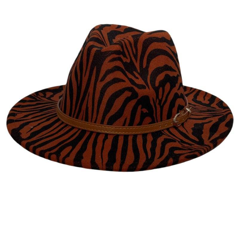 Zebra Prints Sun Protection Fedora Fur Felt Hat - Xmaker