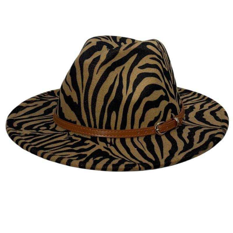 Zebra Prints Sun Protection Fedora Fur Felt Hat - Xmaker