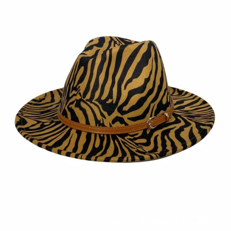 Zebra Prints Sun Protection Fedora Fur Felt Hat - Xmaker