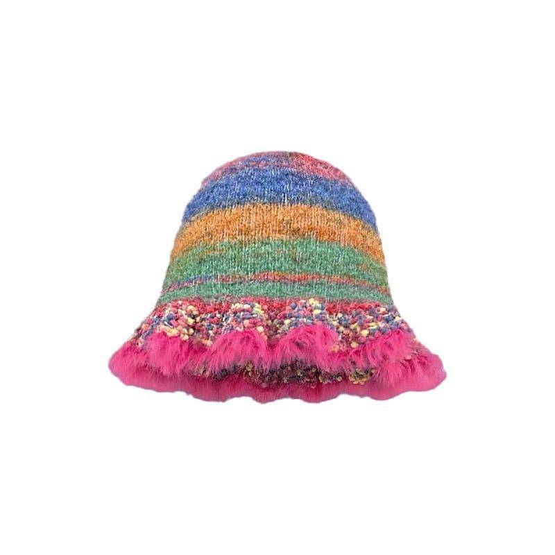 Rainbow Striped Oil Painting Knitted Woolen Cap - Xmaker