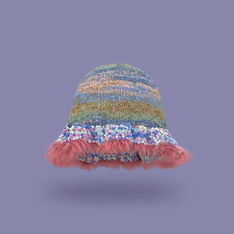 Rainbow Striped Oil Painting Knitted Woolen Cap - Xmaker