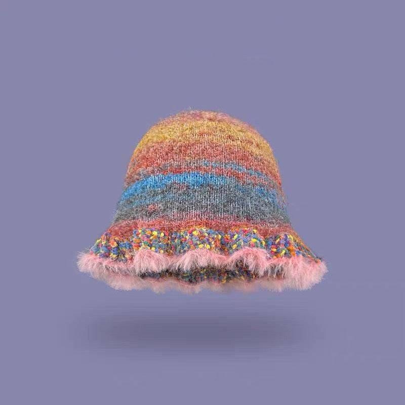 Rainbow Striped Oil Painting Knitted Woolen Cap - Xmaker