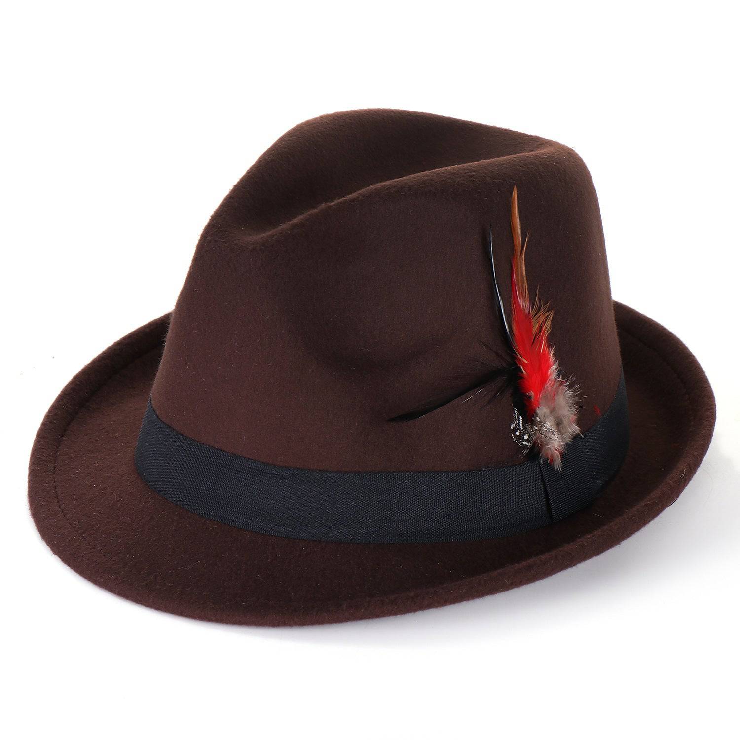 Men's And Women's Woolen Feather Hat - Xmaker