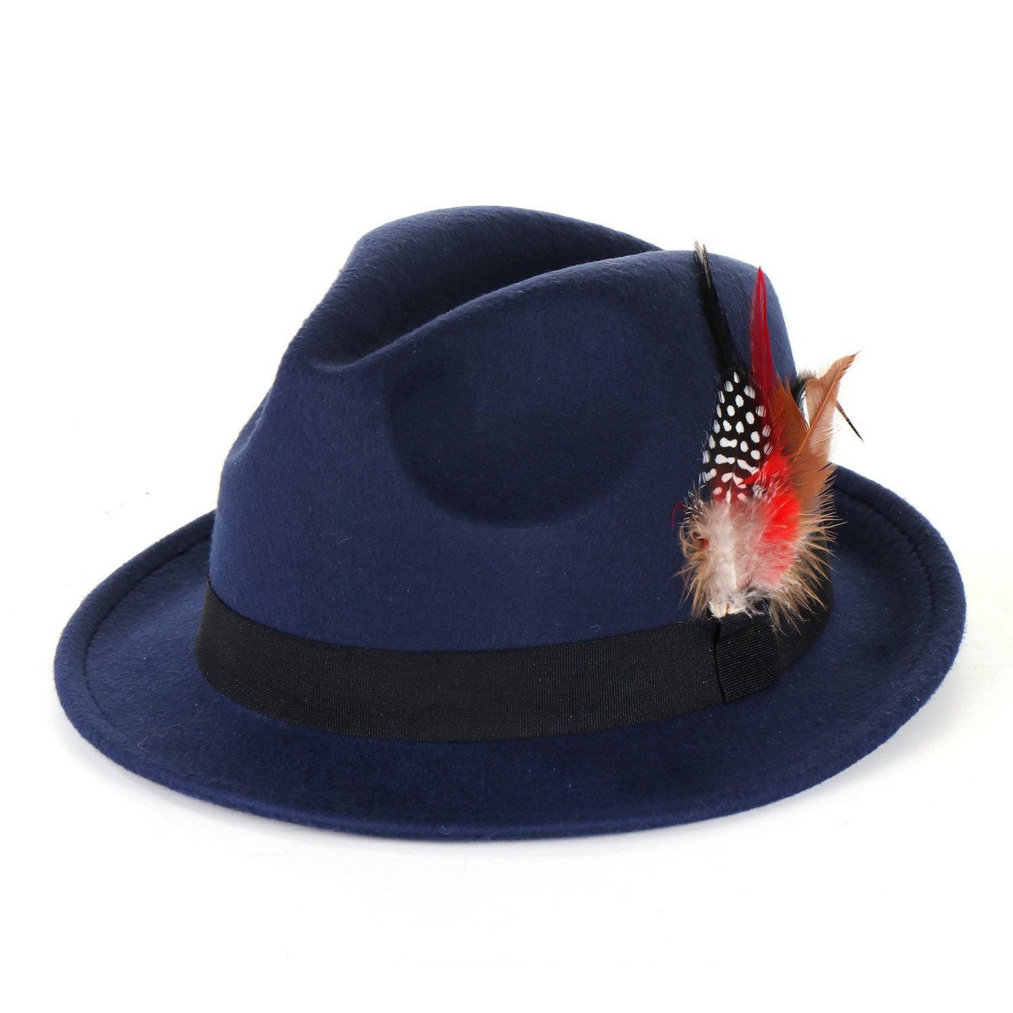 Men's And Women's Woolen Feather Hat - Xmaker