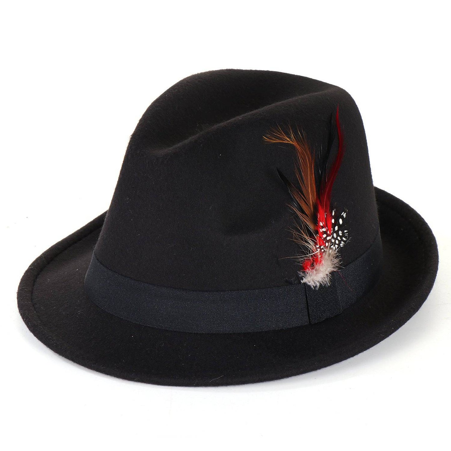 Men's And Women's Woolen Feather Hat - Xmaker