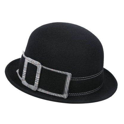 Women's Wool Felt Hats Round Neck Top Hat - Xmaker