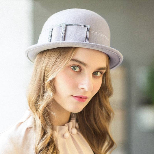 Women's Wool Felt Hats Round Neck Top Hat - Xmaker