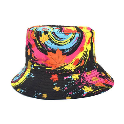 Printed Bucket Hat Women's Outdoor Sunshade Double-sided Hat - Xmaker