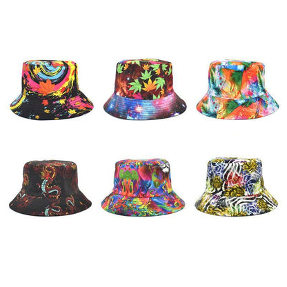 Printed Bucket Hat Women's Outdoor Sunshade Double-sided Hat - Xmaker