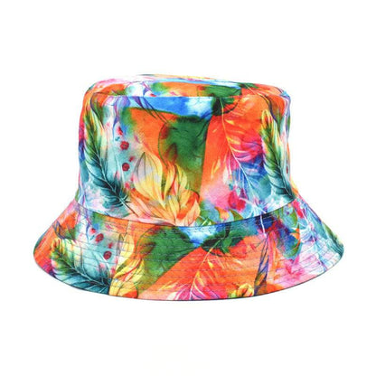 Printed Bucket Hat Women's Outdoor Sunshade Double-sided Hat - Xmaker