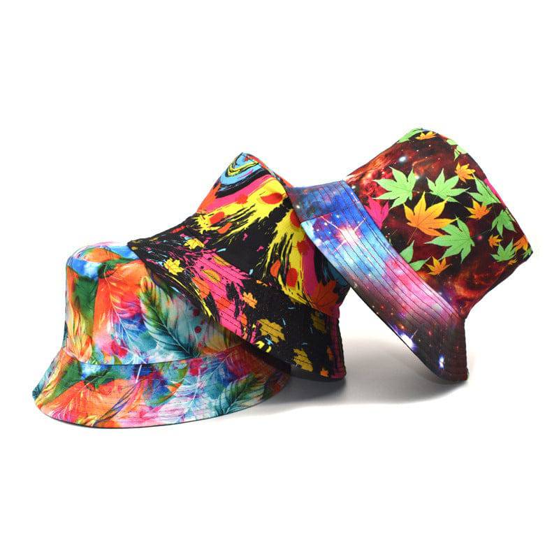 Printed Bucket Hat Women's Outdoor Sunshade Double-sided Hat - Xmaker