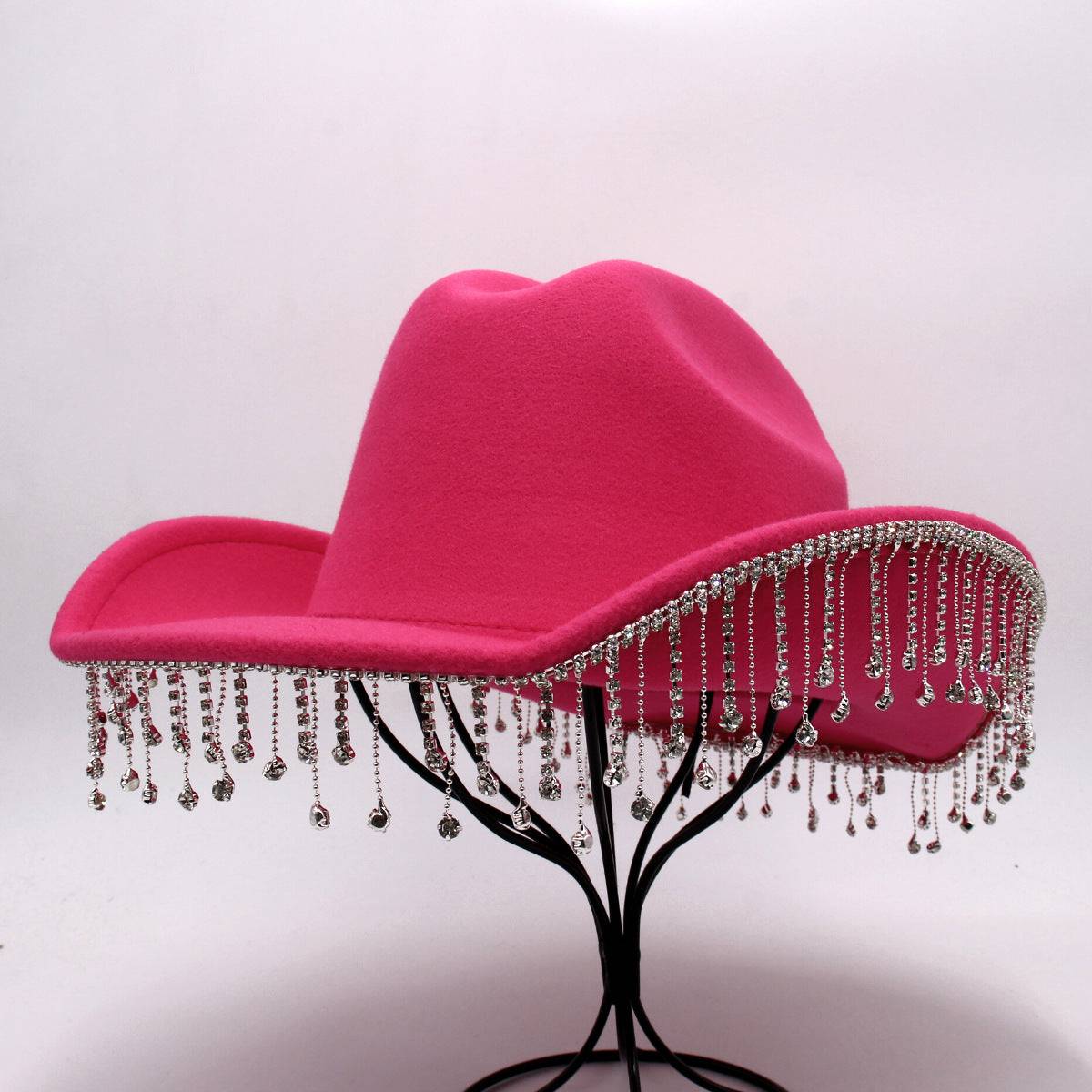 Warped Top Hat With Diamond Tassel Western Cowboy Hat - Xmaker