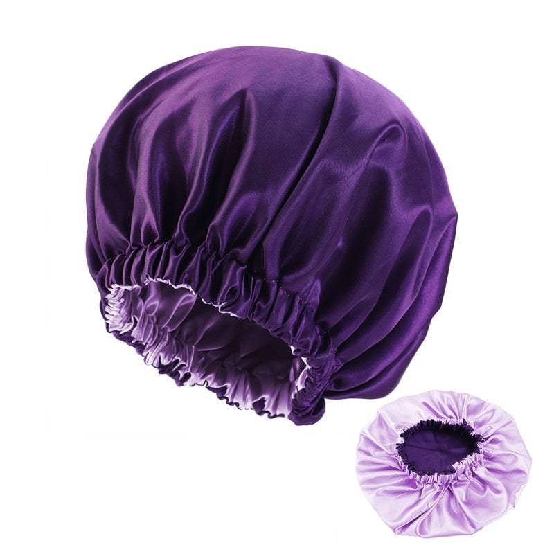 No Plus-sized Elastic Wide-brimmed Double-layer Satin Bandeau Hat - Xmaker