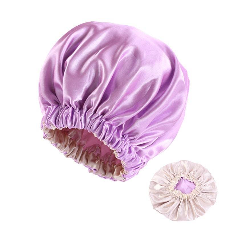 No Plus-sized Elastic Wide-brimmed Double-layer Satin Bandeau Hat - Xmaker