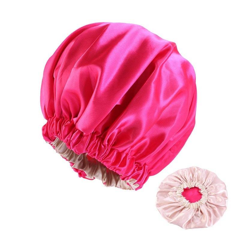 No Plus-sized Elastic Wide-brimmed Double-layer Satin Bandeau Hat - Xmaker