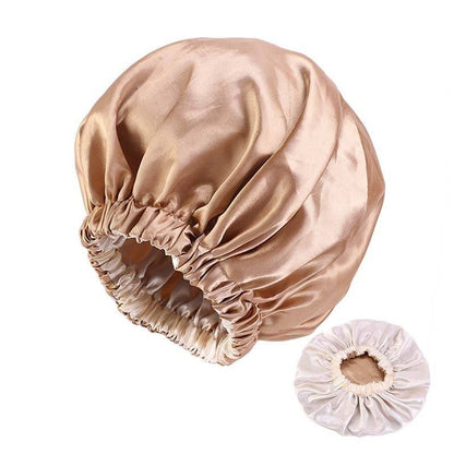 No Plus-sized Elastic Wide-brimmed Double-layer Satin Bandeau Hat - Xmaker