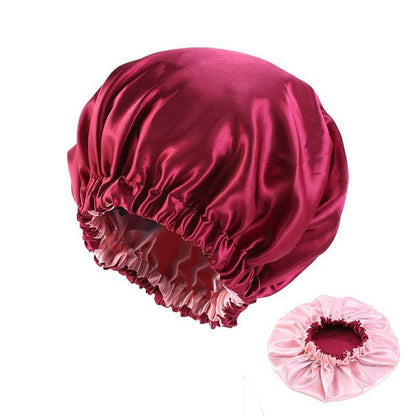 No Plus-sized Elastic Wide-brimmed Double-layer Satin Bandeau Hat - Xmaker