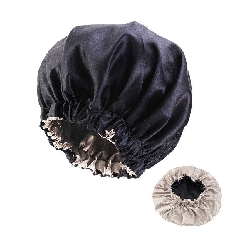 No Plus-sized Elastic Wide-brimmed Double-layer Satin Bandeau Hat - Xmaker