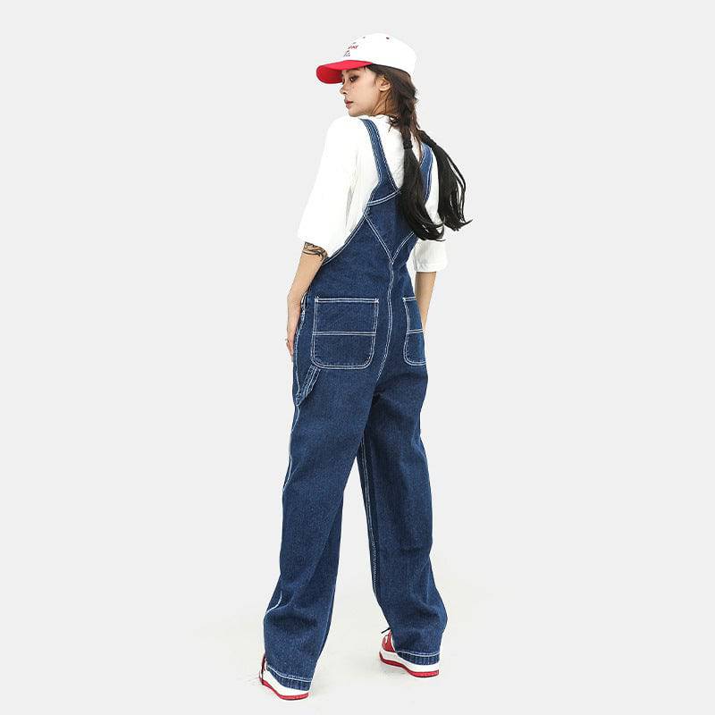 Working Bib Top Pants Men's Denim Loose Denim Jumpsuit - Xmaker