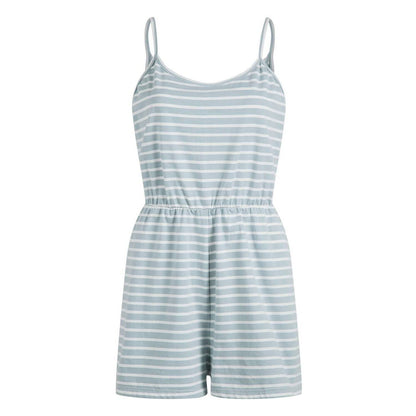 Casual Cotton Striped Spaghetti Straps Jumpsuit - Xmaker