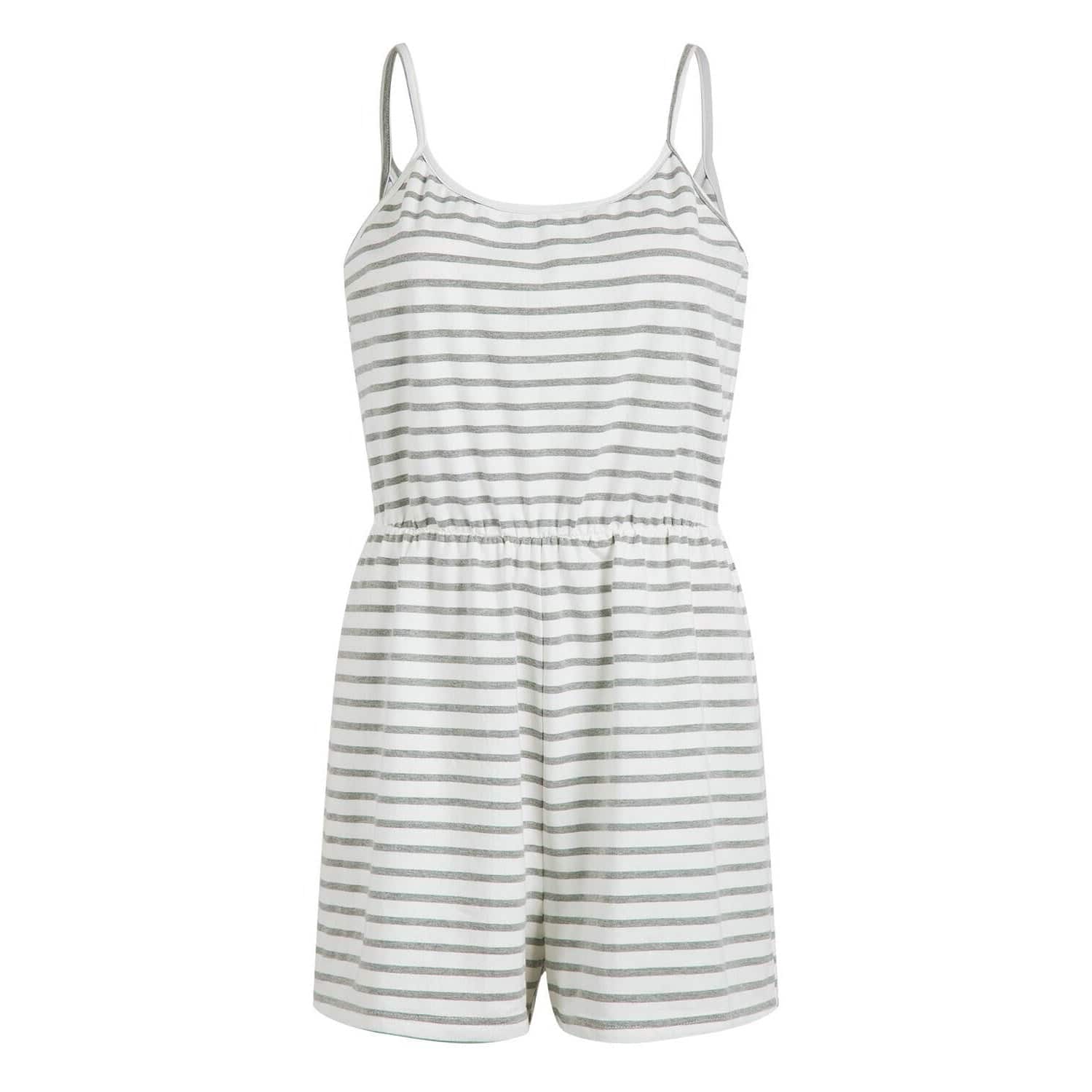 Casual Cotton Striped Spaghetti Straps Jumpsuit - Xmaker