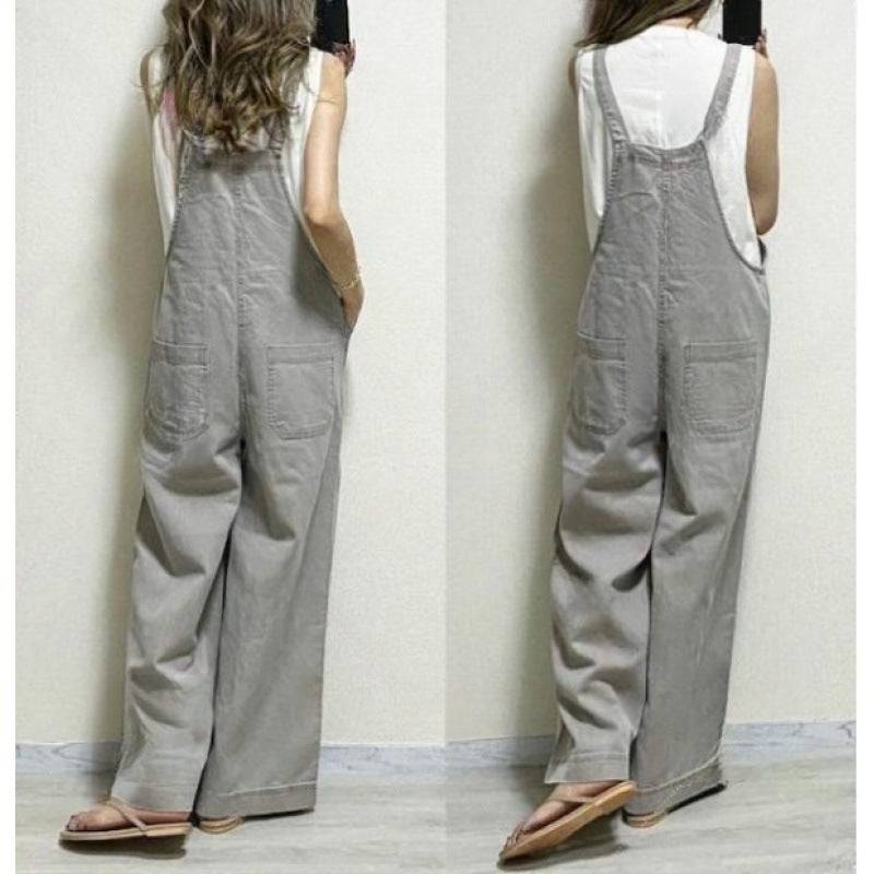 Loose Straight Slimming Suspender Jumpsuit - Xmaker