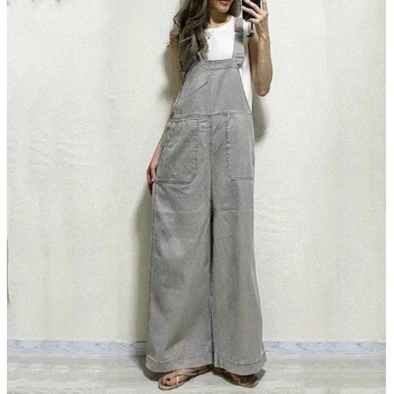 Loose Straight Slimming Suspender Jumpsuit - Xmaker