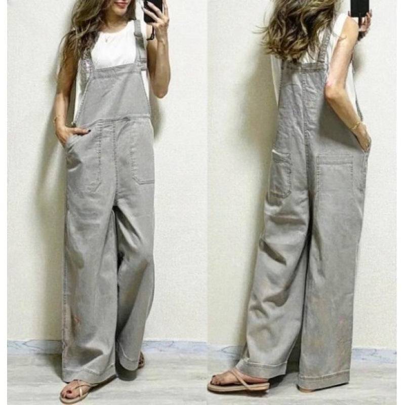 Loose Straight Slimming Suspender Jumpsuit - Xmaker