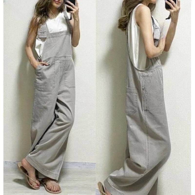 Loose Straight Slimming Suspender Jumpsuit - Xmaker