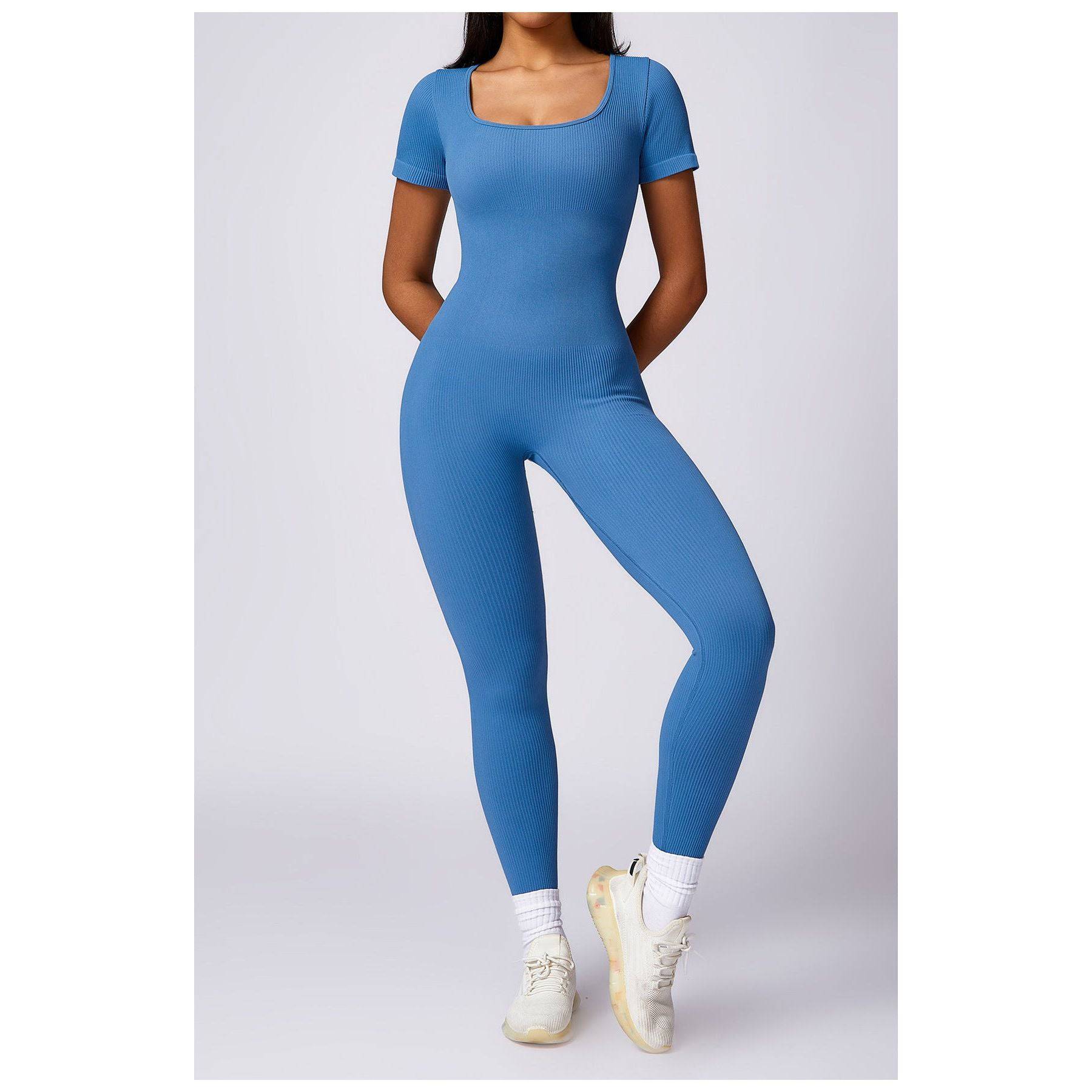 Women's Seamless strength Short-sleeved Fitness Sports Jumpsuit - Xmaker