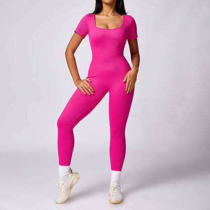 Women's Seamless strength Short-sleeved Fitness Sports Jumpsuit - Xmaker