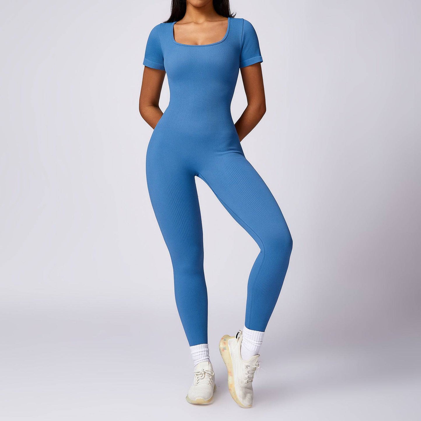 Women's Seamless strength Short-sleeved Fitness Sports Jumpsuit - Xmaker