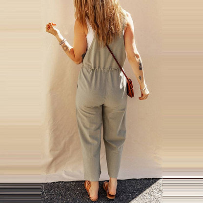 Solid Color Camisole Jumpsuit Loose Sleeveless - Xmaker