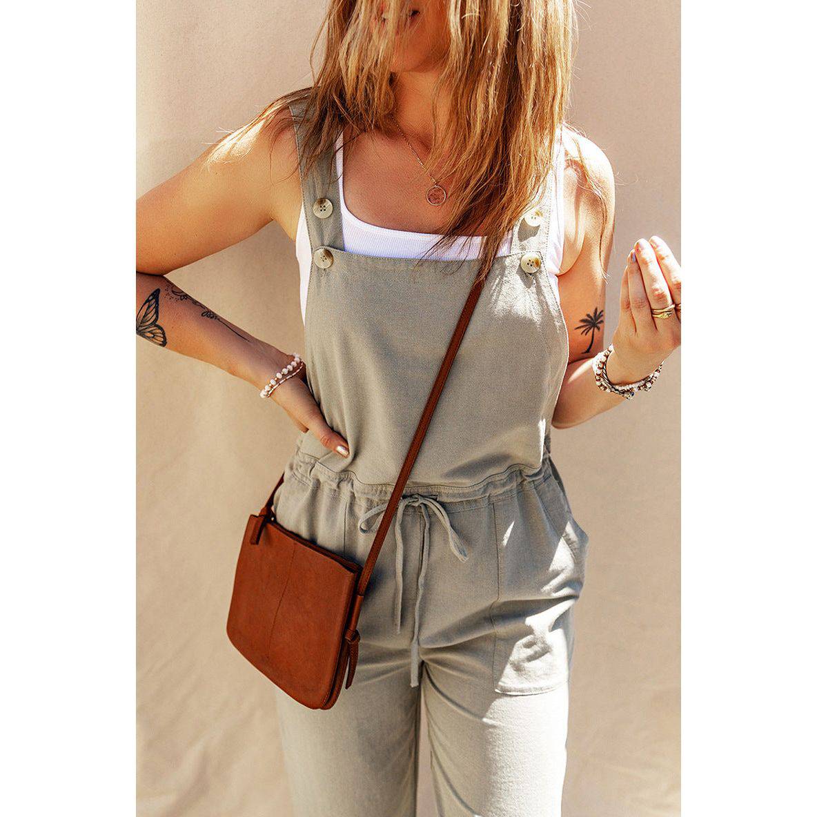 Solid Color Camisole Jumpsuit Loose Sleeveless - Xmaker