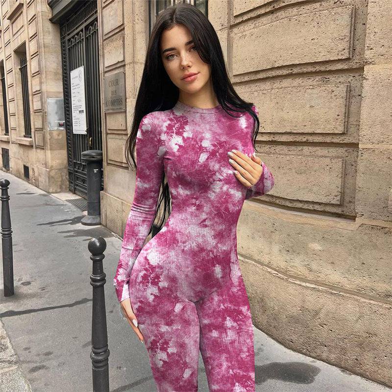 Women's Printed Long-sleeved Sports Jumpsuit - Xmaker