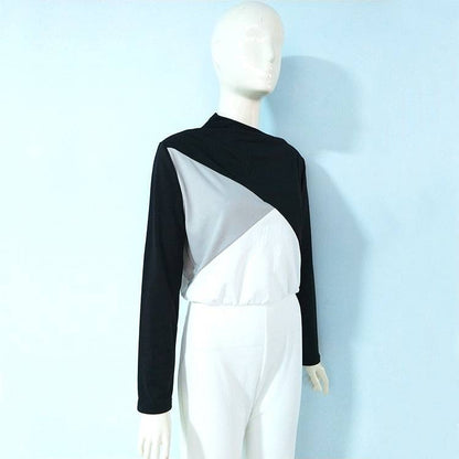 Black And White Long Sleeve Jumpsuit - Xmaker