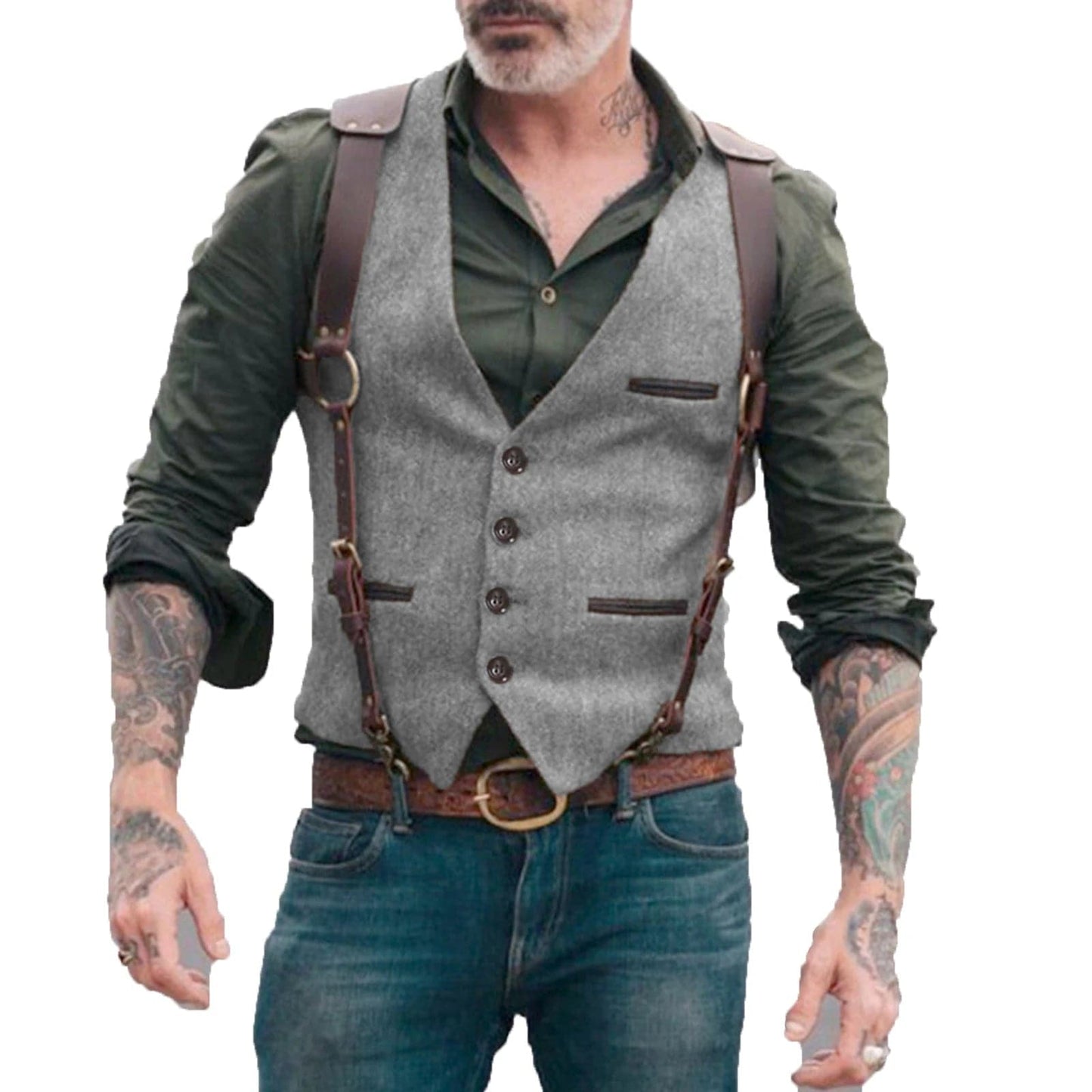 Men's Suit Vest Herringbone V Neck Business Formal Dress Waistcoat for Wedding Suit or Tuxedo