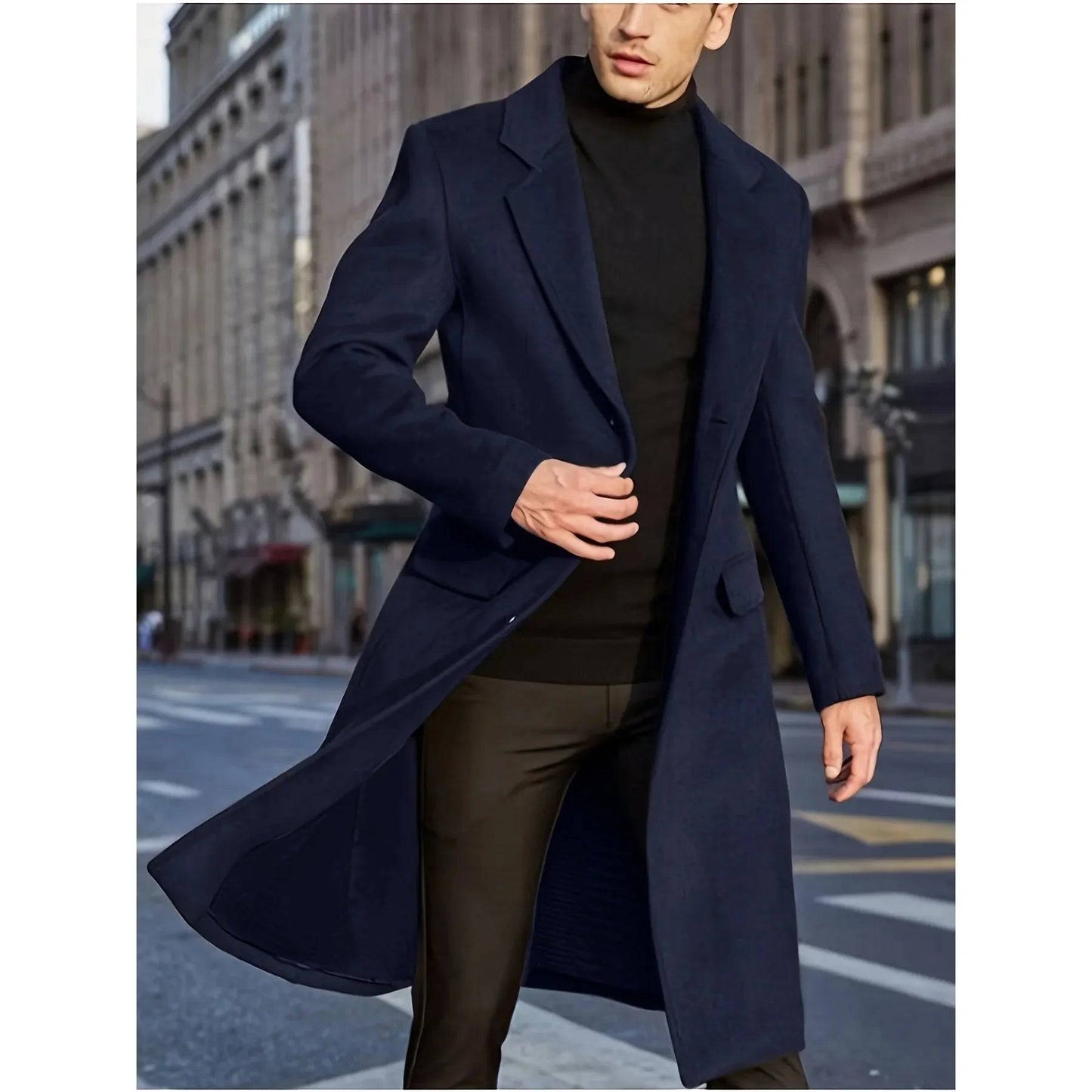 Classic men's reversible woolen casual trench coat - Xmaker