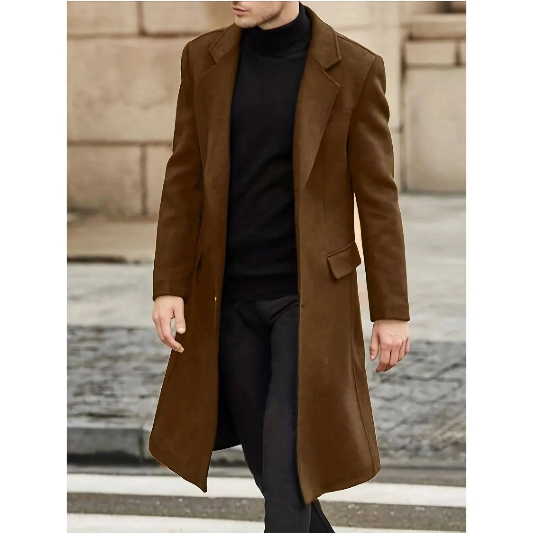 Classic men's reversible woolen casual trench coat - Xmaker