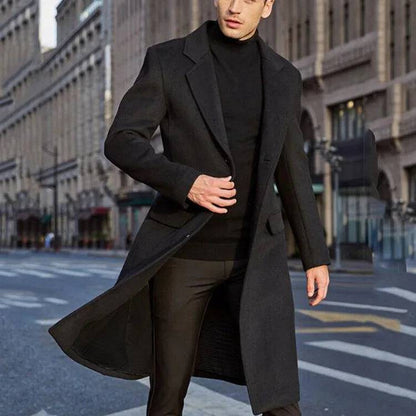 Classic men's reversible woolen casual trench coat