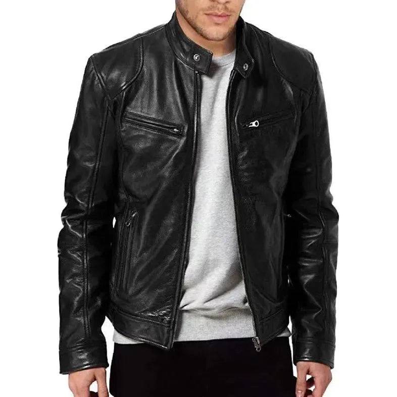 Men Leather Slim Casual Motorcycle PU Jacket